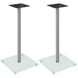 vidaXL Lautsprecher-ständer 2 Stk. Silbern Hartglas 1 Säule