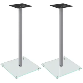 vidaXL Lautsprecher-ständer 2 Stk. Silbern Hartglas 1 Säule