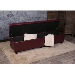 Mendler Bank Sitzbank mit Aufbewahrung Kriens XXL, Kunstleder, 180x45x45cm ~ rot