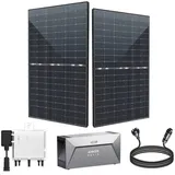 EPP.Solar Balkonkraftwerk 1000W/800W Balkonkraftwerk Bifazial 1000W Photovoltaik Solaranlage, 1000,00 W, Monokristallin, (1000W Balkonkraftwerk mit Speicher Anker SOLIX Solarbank Solarspeicher, 13-St., DEYE 800W WLAN Wechselrichter 600W Upgradebar auf 800W), Plug & Play und WLAN Einrichtungen schwarz|silberfarben