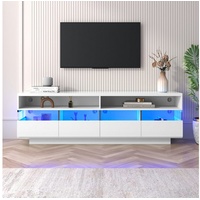OKWISH Lowboard TV-Schrank (TV-Ständer hochglanz mit LED), Breite: 173,5cm weiß