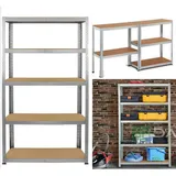 Royalswill Lagerregal Schwerlastregal, 170 x 75 x 30 cm - Metallregal Kellerregal Werkstattregal Regal Steckregal mit 5 soliden Böden MDF-Platten, bis 875 kg Traglast, Verzinkt
