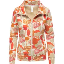 Ragwear Damen, Sweatjacke Trainingsjacke Sportjacke mit Allover-Print Ronette Print Ecru Gr. S - S