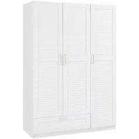 [en.casa] Kleiderschrank Finning 176x120x52 cm 1 Schublade Weiß