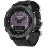 TPWEWRX Solarbetriebene Herrenuhr 50M wasserdichte Business Quarzuhren Doppelanzeige Outdoor Sport Solar Digital Armbanduhr mit Kompass Wecker Stoppuhr Hintergrundbeleuchtung (Black)