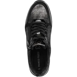 Marco Tozzi Damen Wedge Sneaker mit Reißverschluss Freizeit, Schwarz (Black Comb), 39 EU