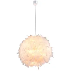 Design Hängeleuchte mit Feder-Lampenschirm in weiß