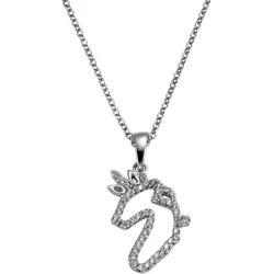 Zeeme Silber Anhänger mit Kette 925/- Sterling Silber Einhorn Zirkonia