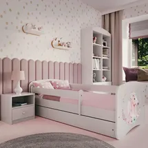 raumhirsch furniture Kinderbett mit Motiv Pferd 80 x 180 cm Holzwerkstoff weiß