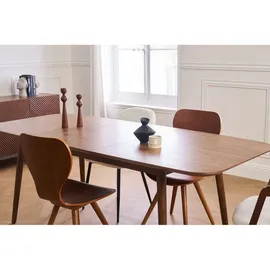 miliboo Erweiterbarer Tisch mit integrierten Verlängerungen rechteckig aus dunkelbraunem Holz B160-210 cm ANK