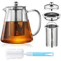 SUNOYA Teekanne Glas, Teekanne mit Siebeinsatz, 1300ML Borosilikatglas Teeservice, Teekanne Glas mit Siebeinsatz, Glas-Teekanne mit Sieb, Glasteekanne für Losen Tee, Spülmaschinenfest