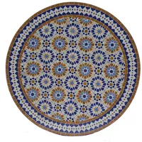 Casa Moro Gartentisch Mosaiktisch D120 Ankabut Braun Blau rund Mosaik Esstisch (Terrasse Garten Esszimmer Tisch), Kunsthandwerk aus Marokko braun|bunt