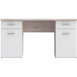 Forte Schreibtisch Net 106 mit 2 Türen und 2 Schubladen, Holzwerkstoff, Sandeiche Weiß , B x H x T: 145 cm