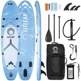 Fitleap Inflatable SUP-Board SUP Board Set mit Hochdruckpumpe, verstellbarem Paddel und Rucksack -... blau 1 Pers.
