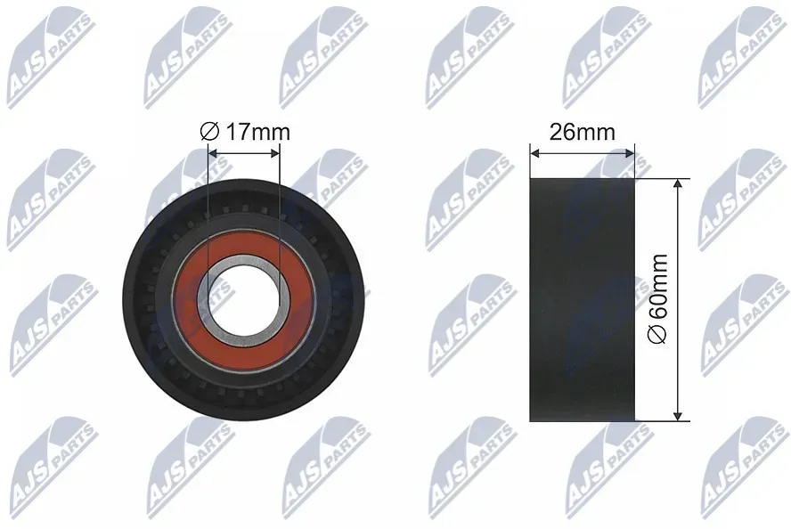 NTY Umlenk-/Führungsrolle, Keilrippenriemen rnkre000 für Opel Ford GM Volvo MITSUBISHI NISSAN RENAULT Suzuki