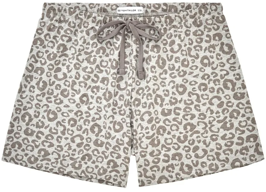 TOM TAILOR Damen Pyjama Shorts mit Animalprint, grau, Animalprint, Gr. S/36