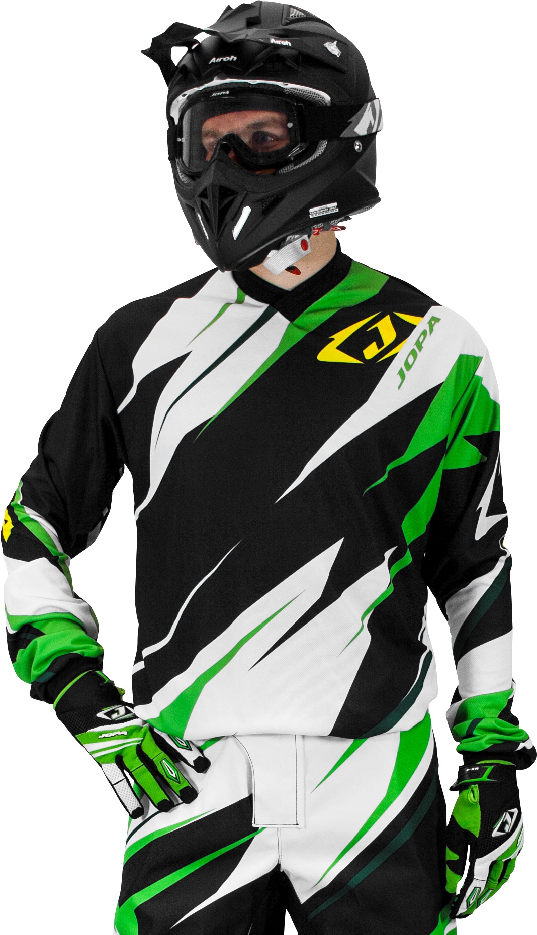 Jopa MX Scrum, maillot - Noir/Vert - 3XL