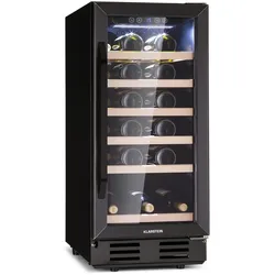 Klarstein Vinovilla 29 Built-In Weinkühlschrank 81 l / 29 Fl. 1 Zone Glastür Edelstahl Schwarz