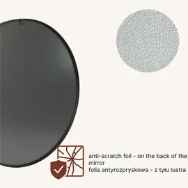 edaxo Spiegel, Schwarz, Metall, 80x80x3 cm, Spiegel, Wandspiegel