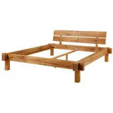Massivmoebel24 Balkenbett Wildeiche 200x200x85 natur geölt JANGALI 713
