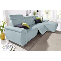 Ecksofa SIT & MORE "Township L-Form" Sofas Gr. B/H/T: 253cm x 102cm x 168cm, Struktur fein, Recamiere rechts, mit elektrischer Wallfree-Funktion, blau (aqua) wahlweise mit elektrischer Wallfree-Funktion