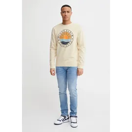 Blend Longpullover BLEND "Sweatshirt BHClios", Herren, Gr. M, beige (cloud cream), Obermaterial: 100% Baumwolle CO., Sweatshirts Longpullover