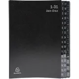 Exacompta Pultordner Ordonator aus extra starkem Karton 44 Fächer 1-31 und 1-12/Jan.-Dez. für DIN A4 Sichtlöcher plastikverstärkte Taben Blauer Engel Registermappe schwarz