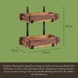 Marrakesch Orient & Mediterran Interior Ziegelform Wandhalter Merita 2 Regal Set 30 x 15 x 40 cm