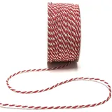 s.dekoda Kordel 50m x 2mm zweifarbig Rot - Weiß Drehkordel Dekoband Kordelband Kordelschnur