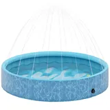 PawHut Hundepool Faltbar Planschbecken mit Brunnen- und Wasserpolsterdesign Ø160 x 30 cm rutschfest Hundebadewanne Swimmingpool Schwimmbecken für Hunde und Katzen