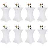 luxuskollektion Husse Stehtisch Bistrotisch 70 x 110 cm Weiß