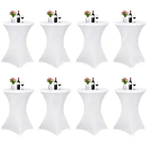 luxuskollektion Husse Stehtisch Bistrotisch 70 x 110 cm Weiß
