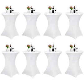 luxuskollektion Husse Stehtisch Bistrotisch 70 x 110 cm Weiß