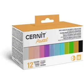 Cernit CEASS002C Set mit 12 Farben Ofenhärtende Polymer-Modelliermasse