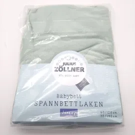 Julius Zöllner Jersey Spannbettlaken für Baby- & Kinderbett, 100% Jersey-Baumwolle, OEKO-TEX Standard 100 zertifiziert, Größe: 60x120cm / 70x140cm, 1er Pack, salbei