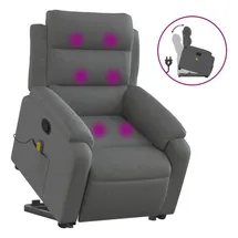 vidaXL Massagesessel mit Aufstehhilfe Dunkelgrau Stoff