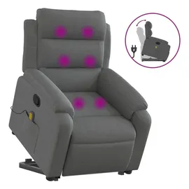 vidaXL Massagesessel mit Aufstehhilfe Dunkelgrau Stoff