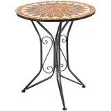 Kobolo Beistelltisch Gartentisch Mosaiktisch Metalltisch H70 cm D60 cm (kombinierbar, 1-St., 1 Tisch) braun|schwarz