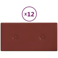 VidaXL Wandpaneele 12 Stk. Weinrot 30x15 cm Kunstleder 0,54
