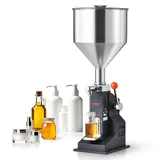 Vevor 5–100 ml Abfüllmaschine Manuell Flüssigkeitsabfüllmaschine aus lebensmittelechtem Edelstahl 304 Silikon PTFE Filling Machine Inkl. zwei Düsen 4 mm 8 mm ideal zum Abfüllen von Honig Öl Essenz