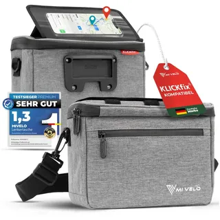 MIVELO Lenkertasche Fahrrad KlickFIX mit Handyfach "OSKAR" - Grau - Bestseller,oft gekauft