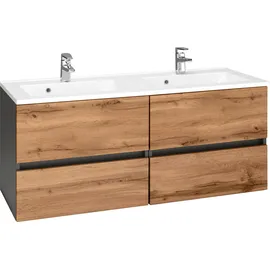 WELLTIME Waschbeckenunterschrank WELLTIME "Lucca", braun (eichefarben), B:120cm H:56cm T:47cm, Schränke, Waschbeckenunterschrank, Badmöbel, Waschtisch inkl. Waschbecken, Breite 120 cm
