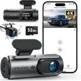 WOLFANG Dashcam Auto Vorne Hinten 4K WiFi Dash Cam mit 32GB SD Karte, Ultra Nachtsicht, 170°Weitwinkel, WDR, 24 Std. Parkmodus, G-Sensor, Loop-Aufnahme
