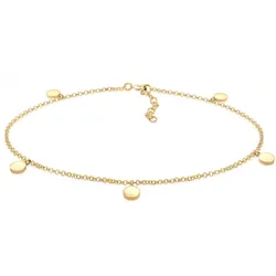 Fußkette ELLI "Fußkette mit Plättchen Sommer 925er Silber" Gr. 22, gold, Fußkettchen, Damen, 22cm, Silber 925 (Sterlingsilber)