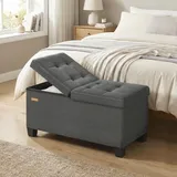SONGMICS Sitzbank mit Stauraum, faltbare Sitztruhe mit Klappdeckel, Schlafzimmer Wohnzimmer, Leinenoptik, 76 cm, grau - Grau
