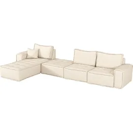 Fun Möbel Ecksofa Modulsofa 4-teilig SANDE Stoff Raven Honiggelb Ottomane Links - Gelb