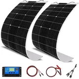 200W 12V Flexible Solarpanel Kit 2 stücke 100w Monocrystalline Off Grid Modul 20A Solar Laderegler für Auto, RV, Boot, Wohnwagen, Hause Dach 12v Outdoor Solar Ladegerät(200W solarpanel kit)