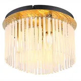GLOBO Deckenleuchte Deckenlampe Wohnzimmerlampe Metall Gold Glasstäbe D 32 cm