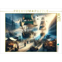 Calvendo Puzzle Geschichten eines alten Hafens: Segelschiffe und Markttreiben