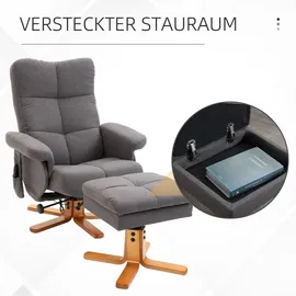 Homcom Relaxsessel Massagesessel Kunstleder 86 x 99 x 80 cm Dunkelgrau mit Hocker